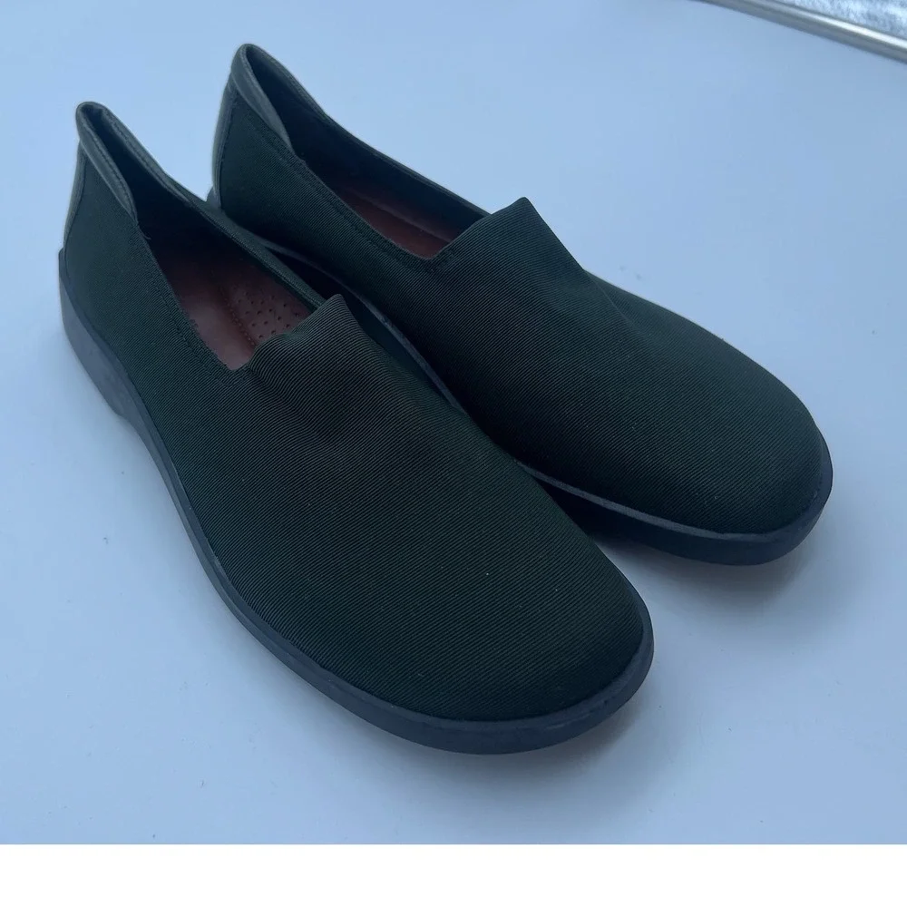 Naturalizer Womens 8M Green Ribbed Fabric Slip On Loafers Fit 4U System 103N70